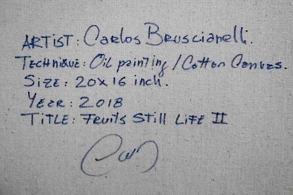 Inscription on back of painting