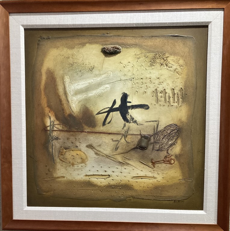 Mixed
media painting cherry frame