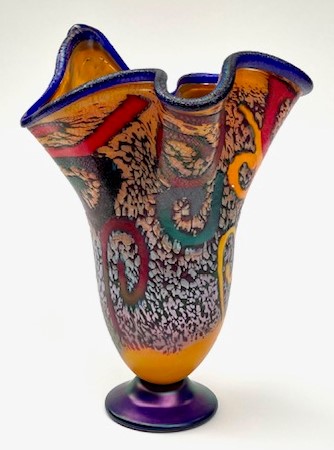 Extra
large orange fluted vase
