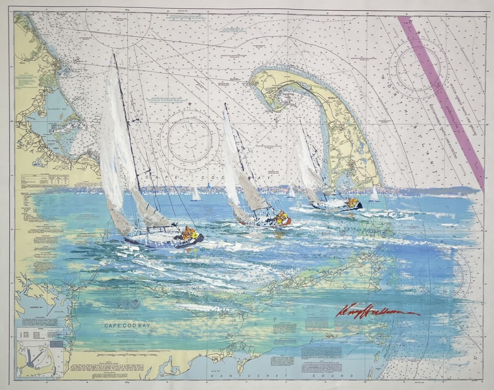 Hallam's
Massachusetts Cape Cod Bay nautical chart painting