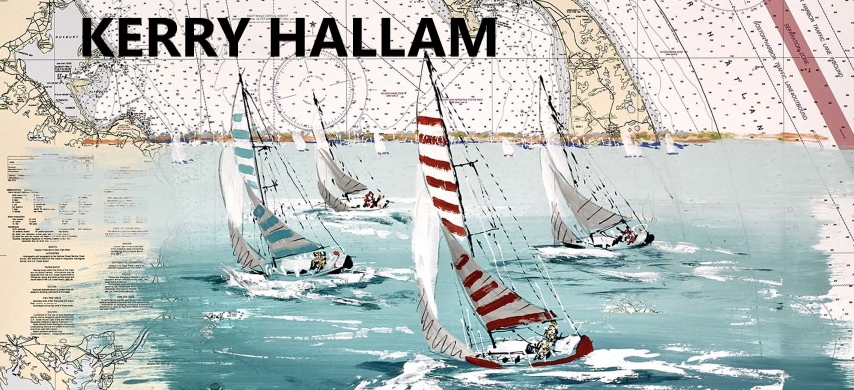Kerry Hallam
nautical chart paintings at Saper Galleries
