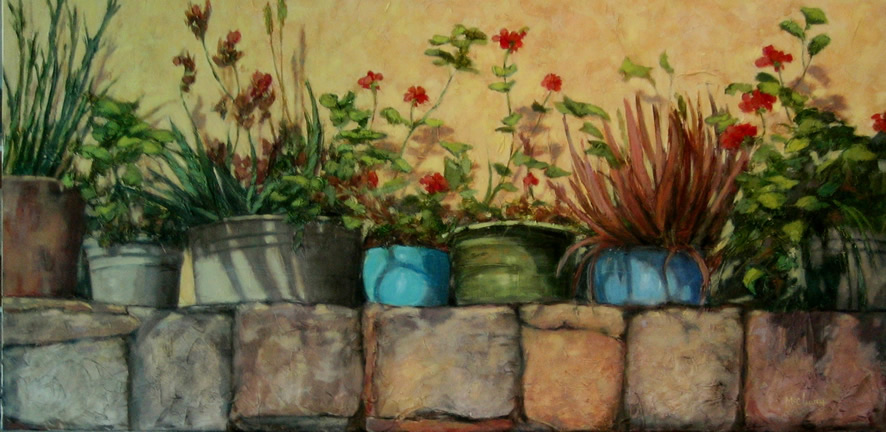 Stone Wall and Flowers
