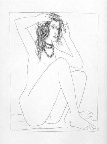 Femme Nue
                  se Couronnant de Fleurs