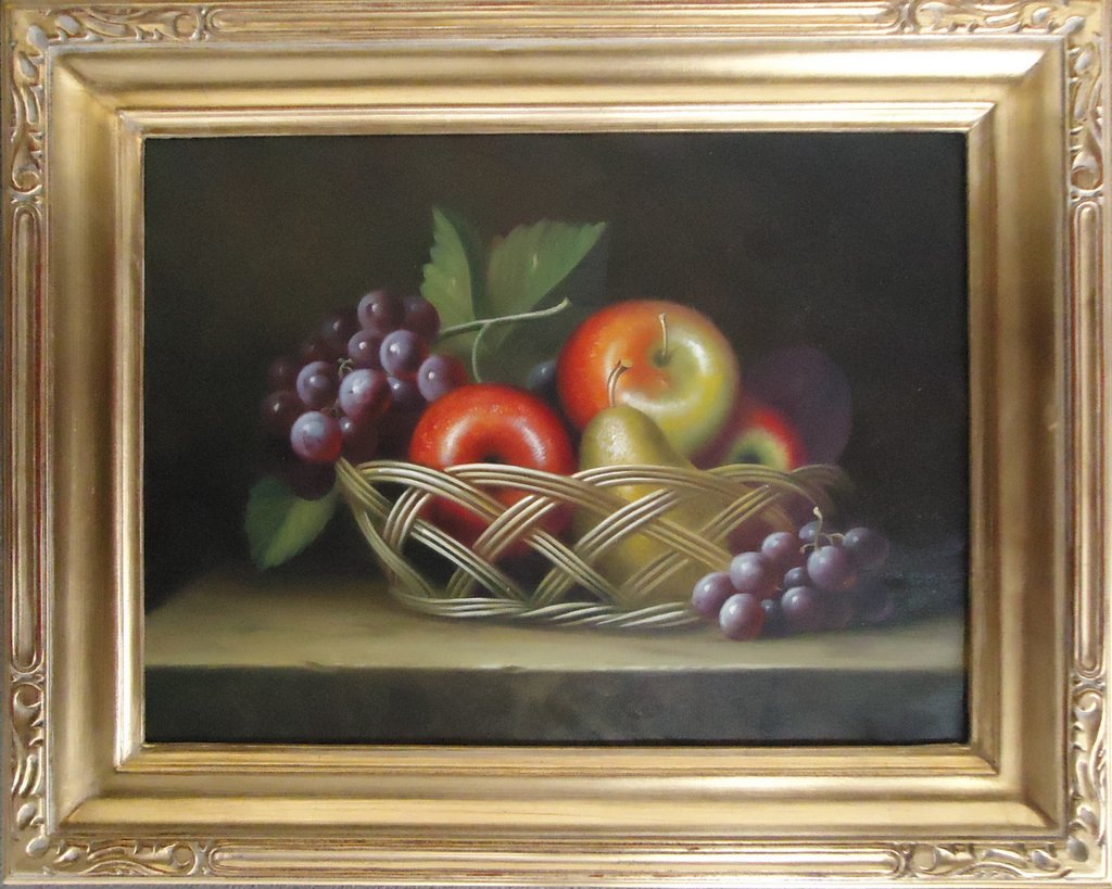 Basket of Apples, Pears, and Grapes