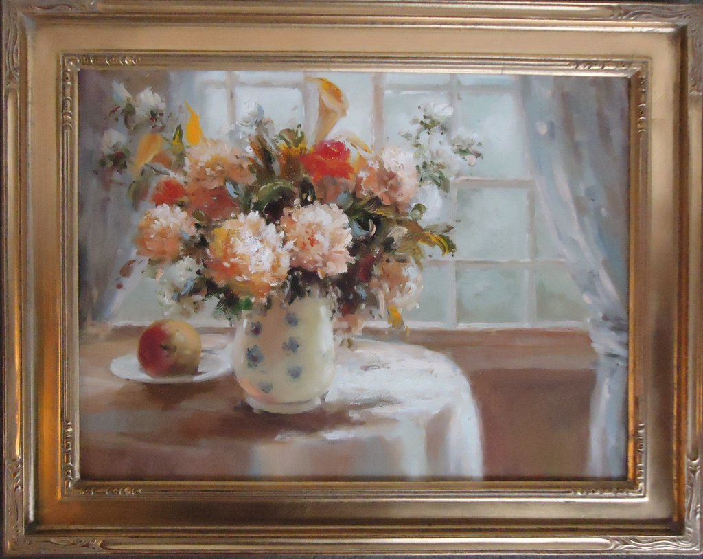 Flowers in Vase Before Window